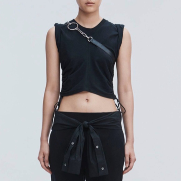 NEW Alexander Wang Wash and Go Twist Crop Top with Side Ties Black XS - Picture 8 of 17